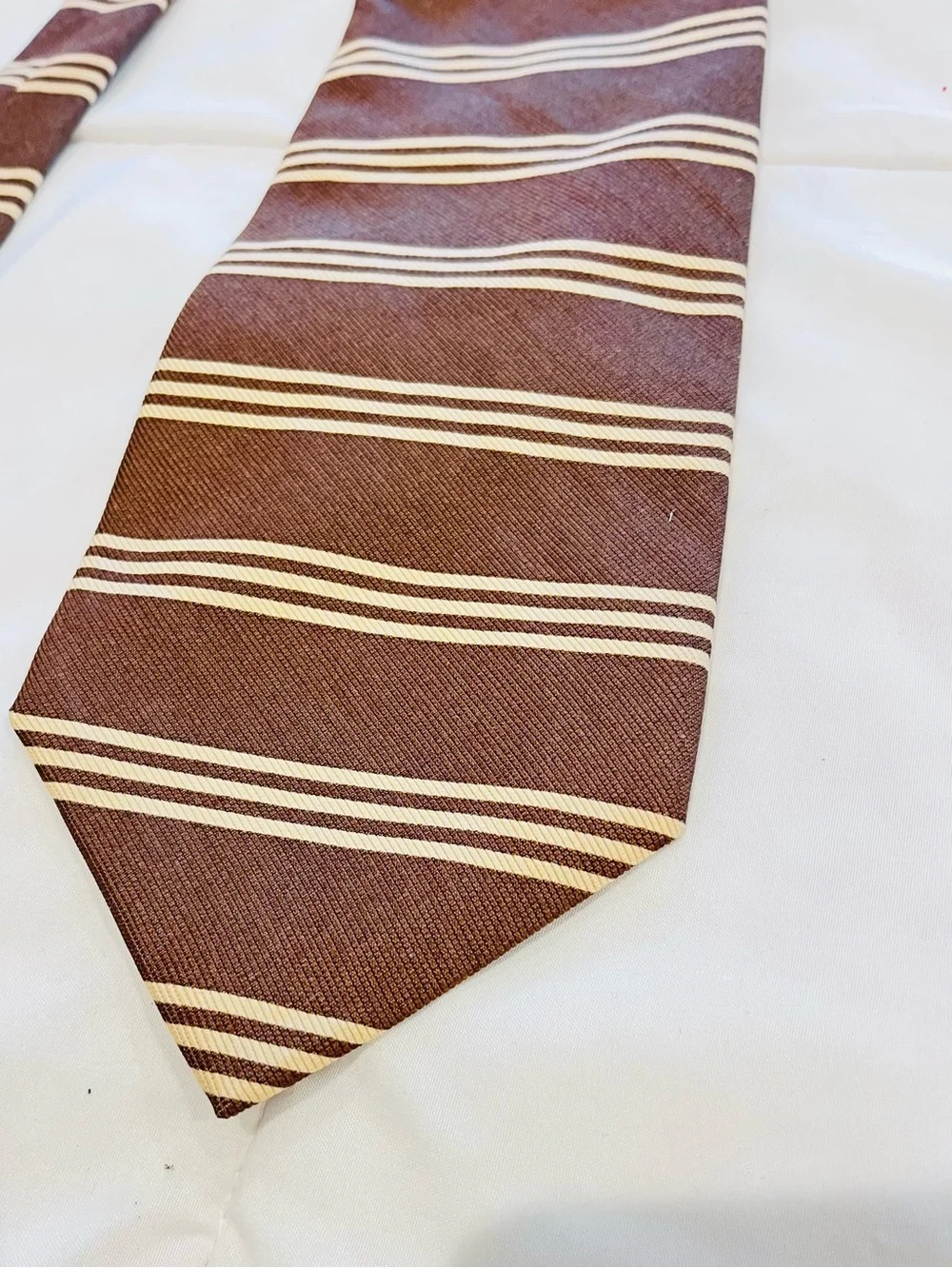 Structure Silk & Cotton Neck  Tie Striped Brown Tan Stripes NWT